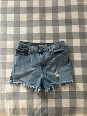 Levi's Light Blue Frayed Hem Denim Shorts